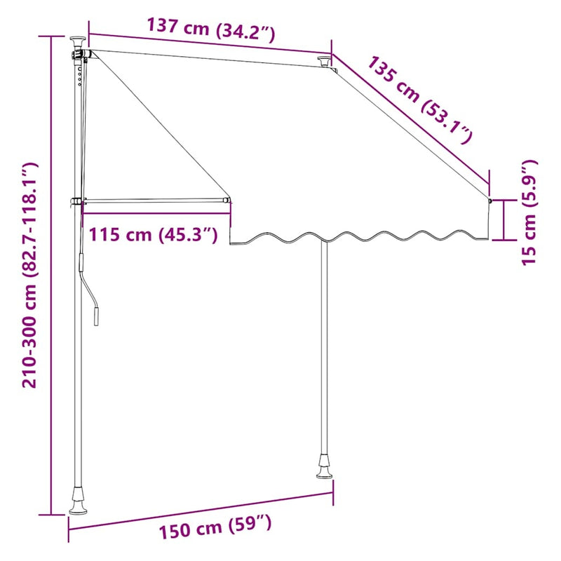 Tenda da Sole Retrattile con LED e Manovella 150×120 cm Antracite - Image 40 of 250