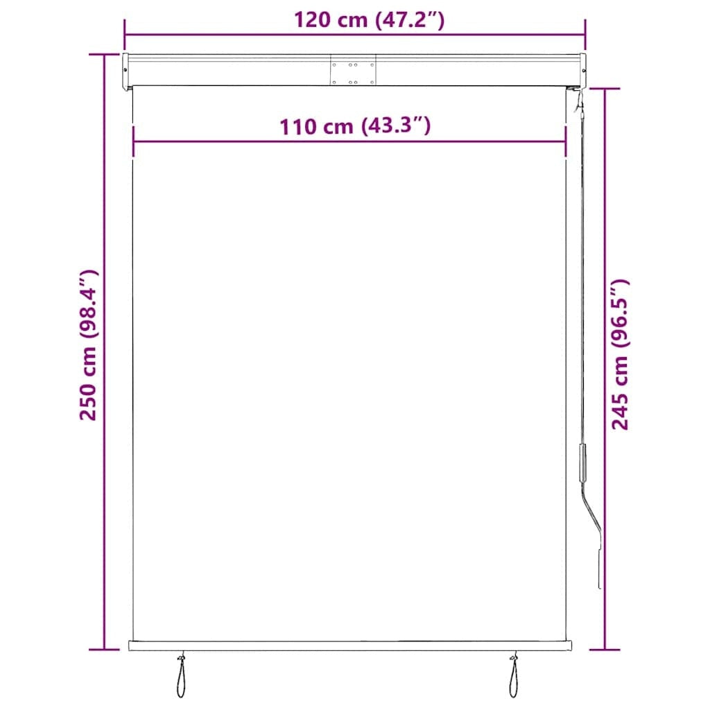 Tenda a Rullo per Esterni in Poliestere 120×250 cm Crema - Image 62 of 250