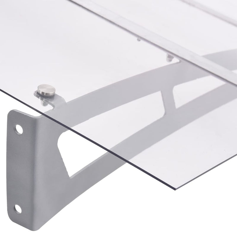 vidaXL Door Canopy, 150x90 cm, PET and Steel, Silver and Transparent - Image 43 of 228