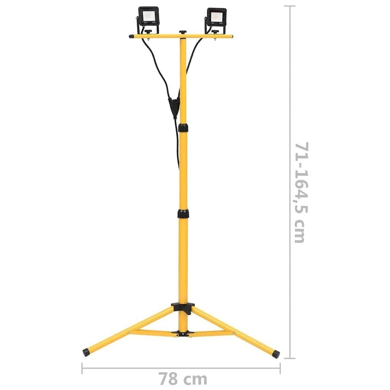 vidaXL LED Spotlight with Tripod 2x10 W, 1400 lm, Adjustable Height (71-164.5 cm), Black and Yellow - Image 76 of 249