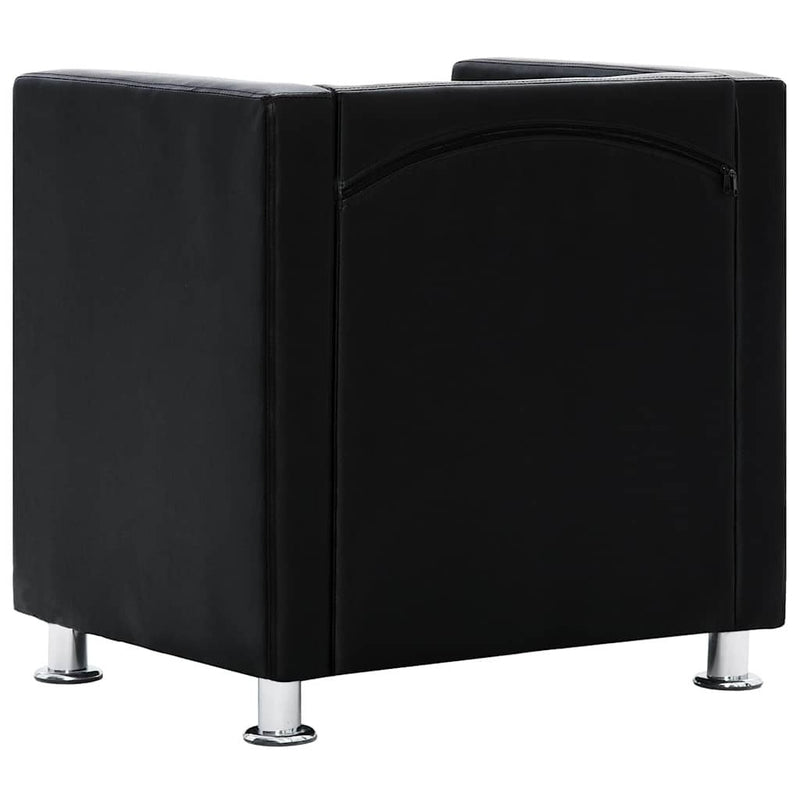 vidaXL Tub Chair, Artificial Leather, 110 kg Capacity, 71 x 54 x 69 cm, Black - Image 79 of 231
