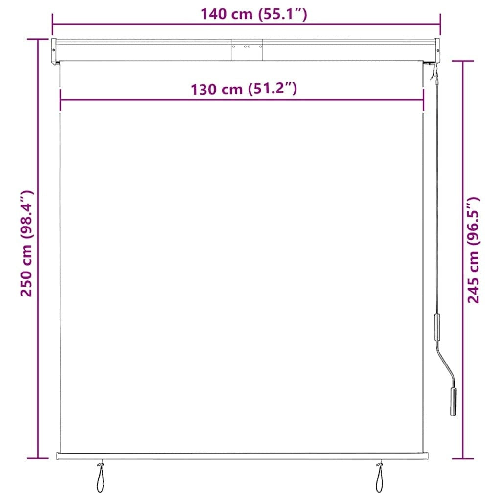 Tenda a Rullo per Esterni, Tessuto PA, Meccanismo a Manovella, 140×250 cm, Crema - Image 89 of 250