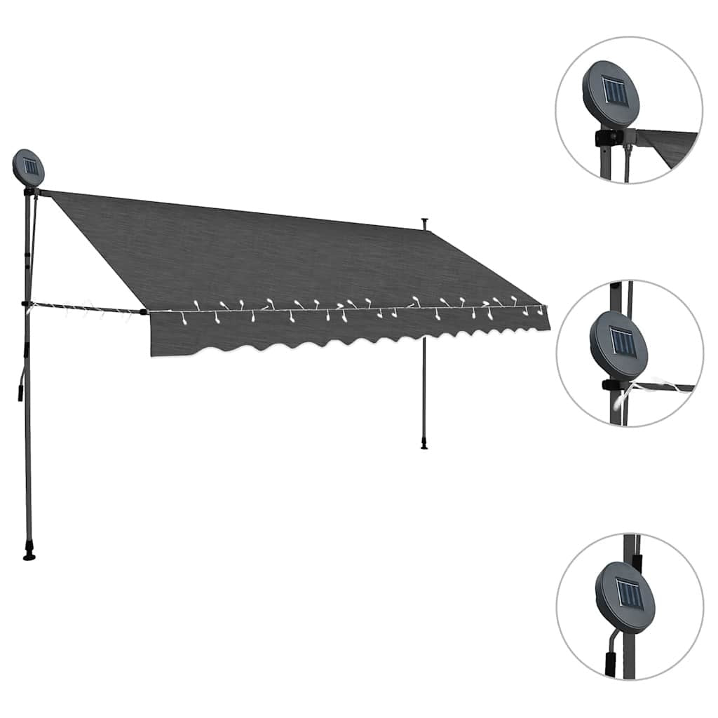 Tenda da Sole Retrattile Manuale con LED 400 cm Antracite - Image 31 of 250