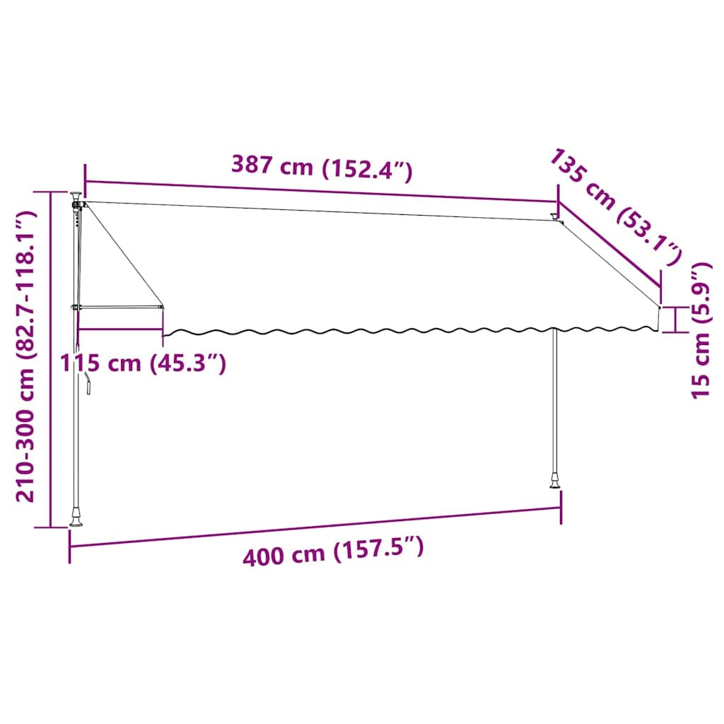 Tenda da Sole Retrattile Manuale con LED 400 cm Antracite - Image 40 of 250