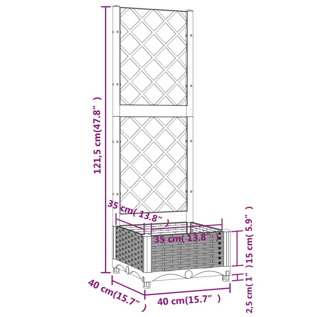 Fioriera da Giardino con Graticcio in PP 40×40×121,5 cm Bianco - Image 54 of 250
