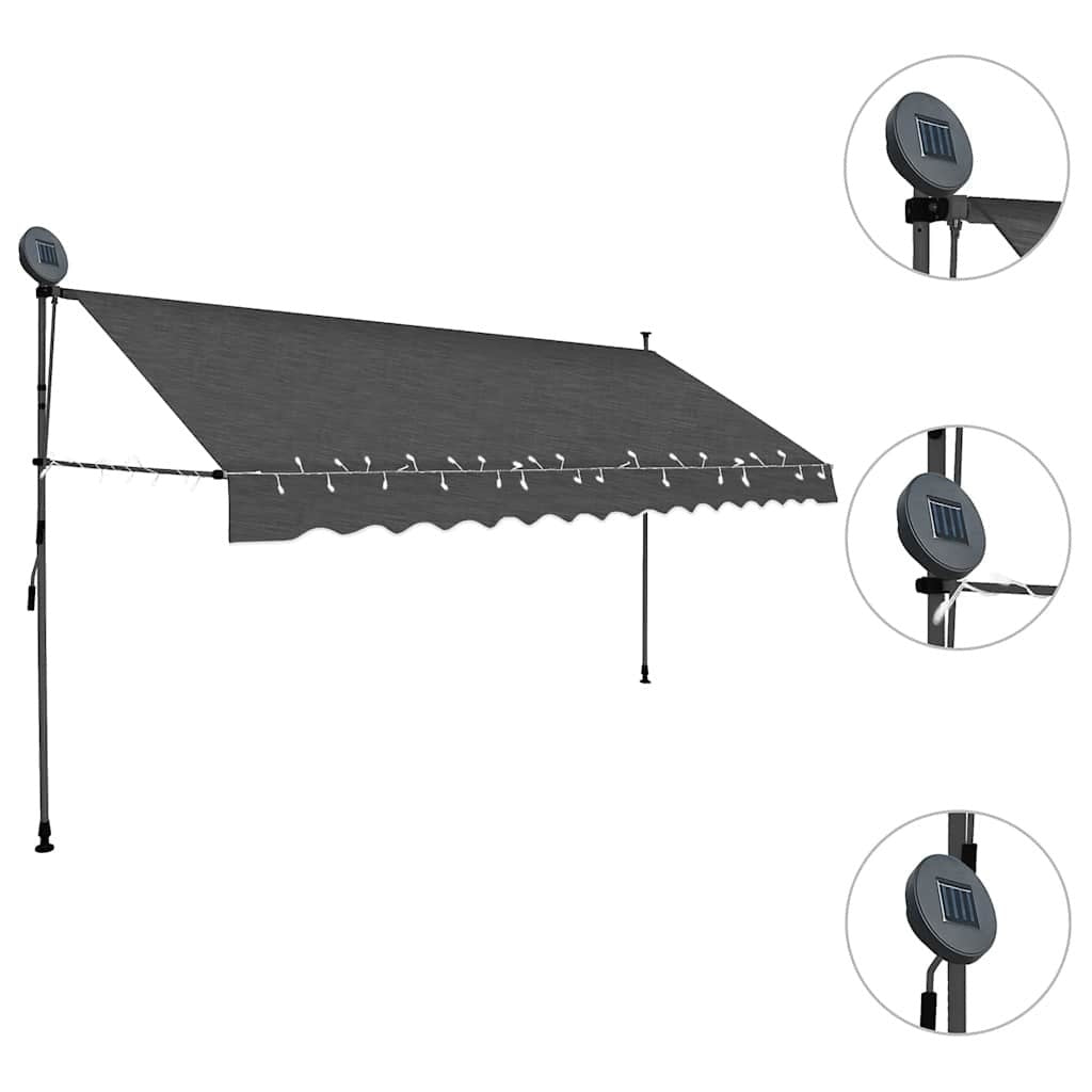 Tenda da Sole Retrattile Manuale con LED 400 cm Antracite - Image 56 of 250
