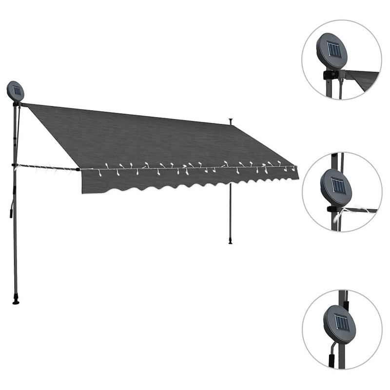 Tenda da Sole Retrattile Manuale con LED 400 cm Antracite - Image 69 of 250