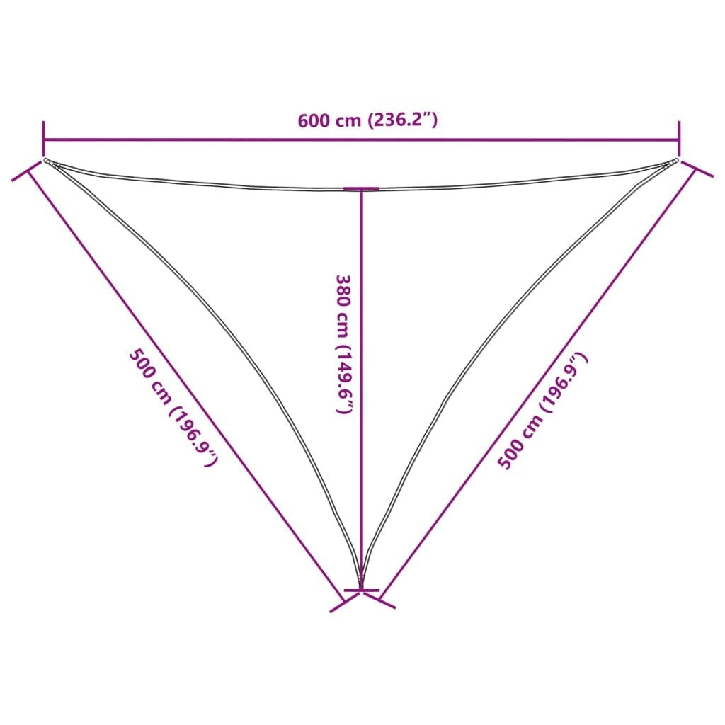 Parasole a Vela Oxford Triangolare 5×5×6 m Bianco - Image 120 of 250