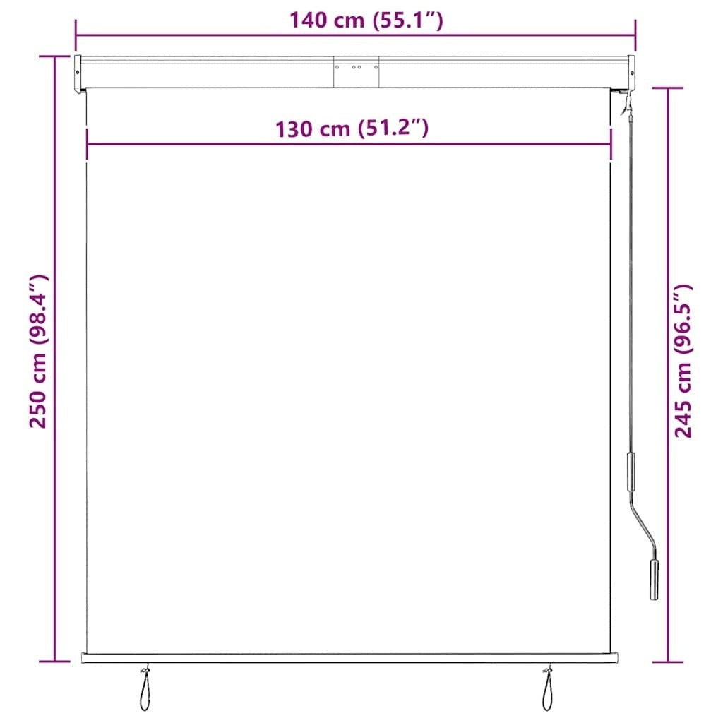 Tenda a Rullo per Esterni, Tessuto PA, Meccanismo a Manovella, 140×250 cm, Crema - Image 110 of 250
