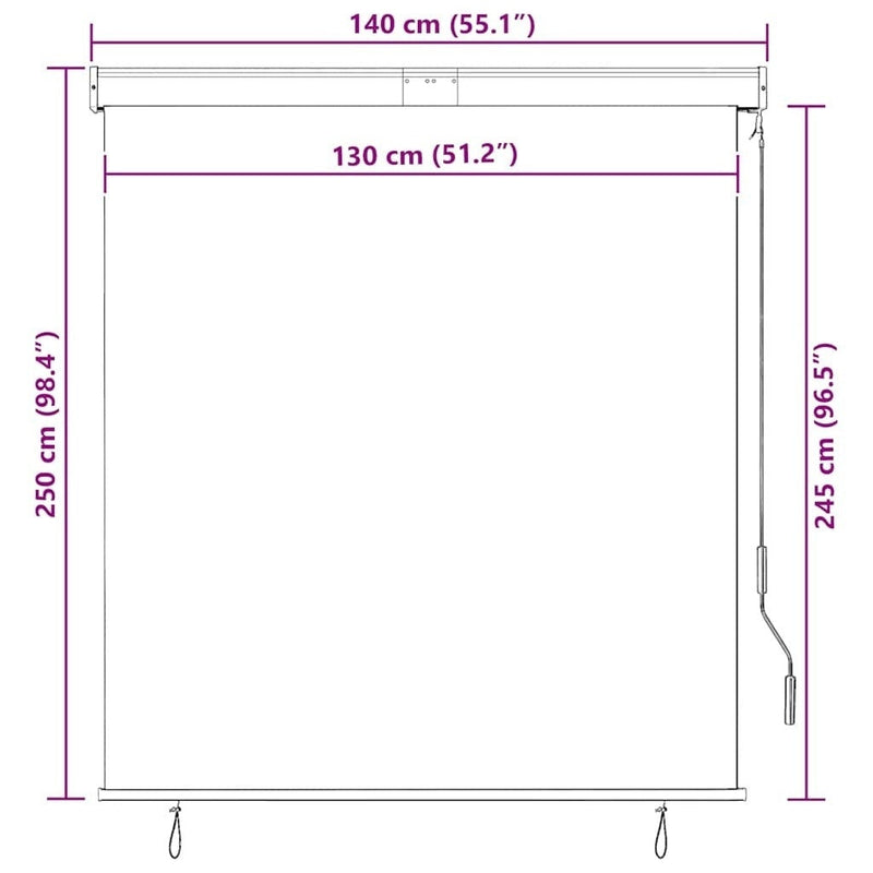 Tenda a Rullo per Esterni, Tessuto PA, Meccanismo a Manovella, 140×250 cm, Crema - Image 110 of 250