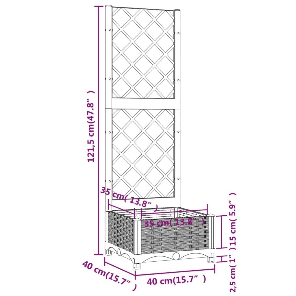 Fioriera da Giardino con Graticcio in PP 40×40×121,5 cm Bianco - Image 80 of 250