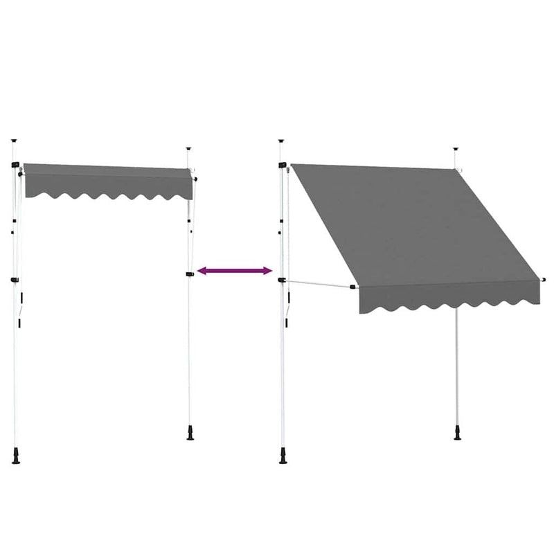 Tenda da Sole Retrattile Manuale Poliestere Rivestito PU 200 cm Antracite - Image 60 of 250