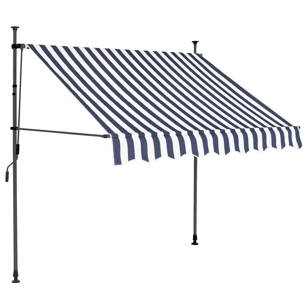 Toldo Retráctil Manual con LED vidaXL 150 cm Azul y Blanco - Image 123 of 214