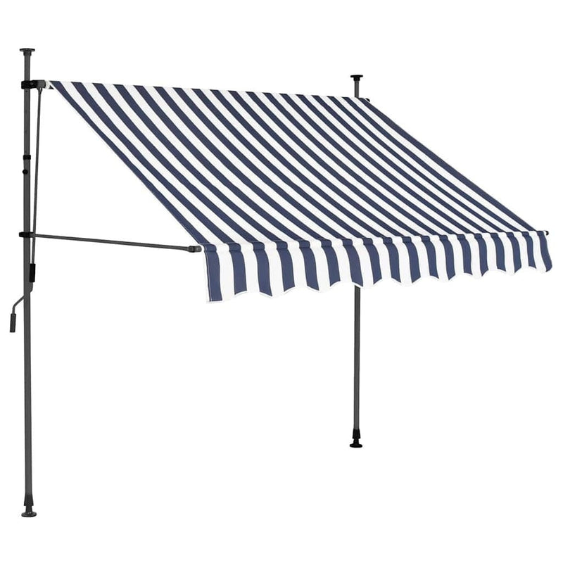 Toldo Retráctil Manual con LED vidaXL 150 cm Azul y Blanco - Image 123 of 214