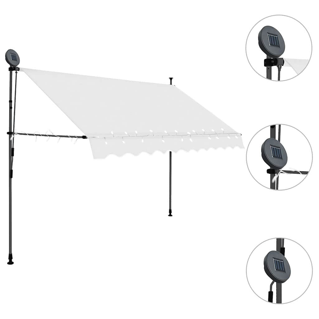 Tenda da Sole Retrattile Manuale con LED, Poliestere/Acciaio, 300 cm, Crema - Image 111 of 250