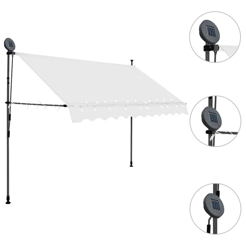 Tenda da Sole Retrattile Manuale con LED, Poliestere/Acciaio, 300 cm, Crema - Image 111 of 250