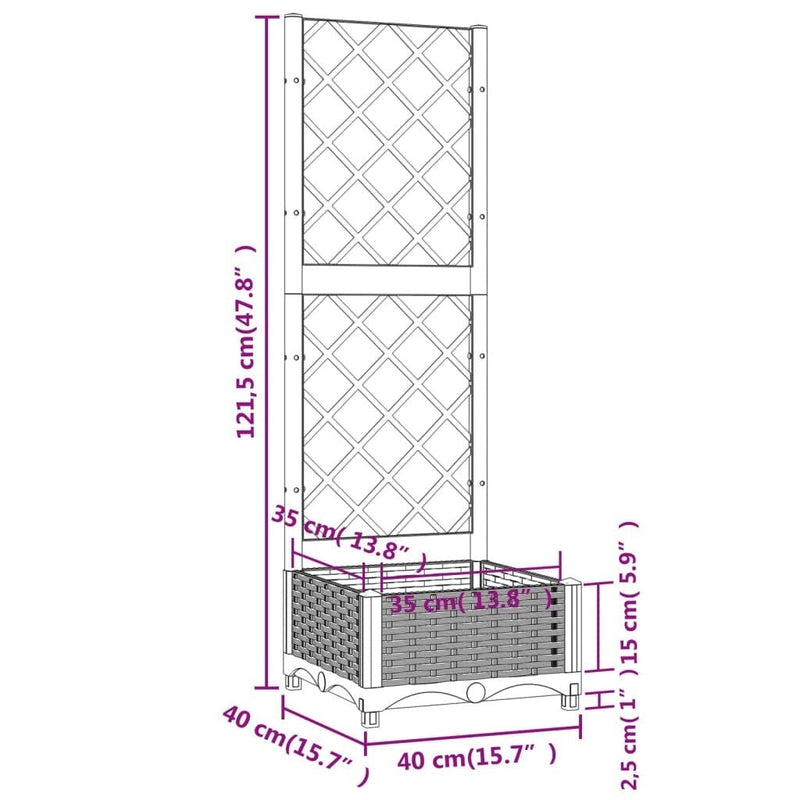 Fioriera da Giardino con Graticcio in PP 40×40×121,5 cm Bianco - Image 95 of 250