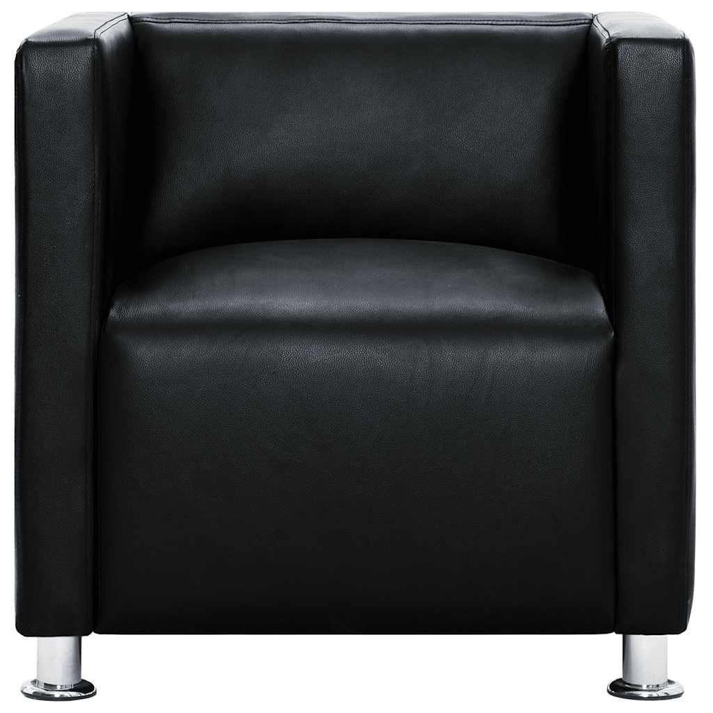 vidaXL Tub Chair, Artificial Leather, 110 kg Capacity, 71 x 54 x 69 cm, Black - Image 208 of 231