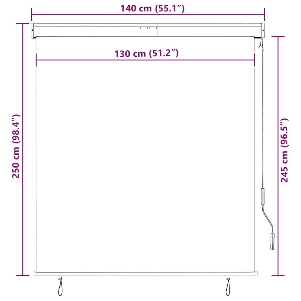 Tenda a Rullo per Esterni, Tessuto PA, Meccanismo a Manovella, 140×250 cm, Crema - Image 139 of 250