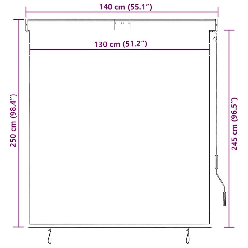 Tenda a Rullo per Esterni, Tessuto PA, Meccanismo a Manovella, 140×250 cm, Crema - Image 139 of 250