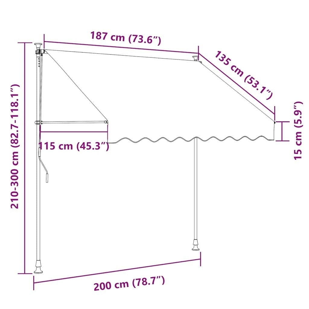 Tenda da Sole Retrattile in Poliestere 200 cm Arancione e Marrone - Image 161 of 222