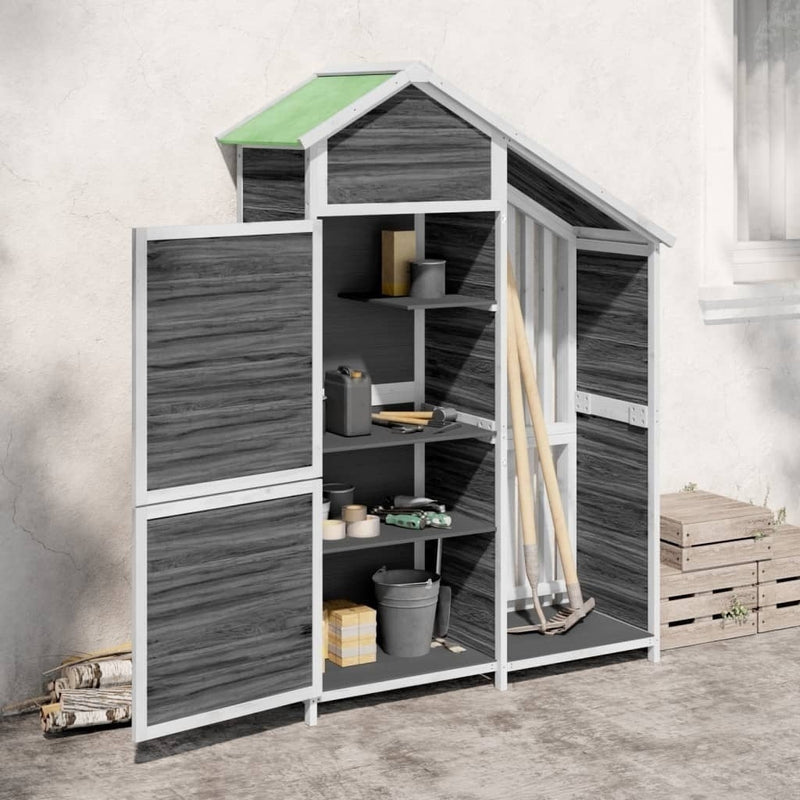 vidaXL Garden Shed Solid Pine Wood 120x53.5x170 cm Grey - Image 76 of 250