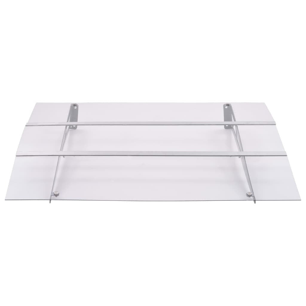 vidaXL Door Awning, 3 mm Polycarbonate, 120x90 cm, Silver and Transparent - Image 40 of 250
