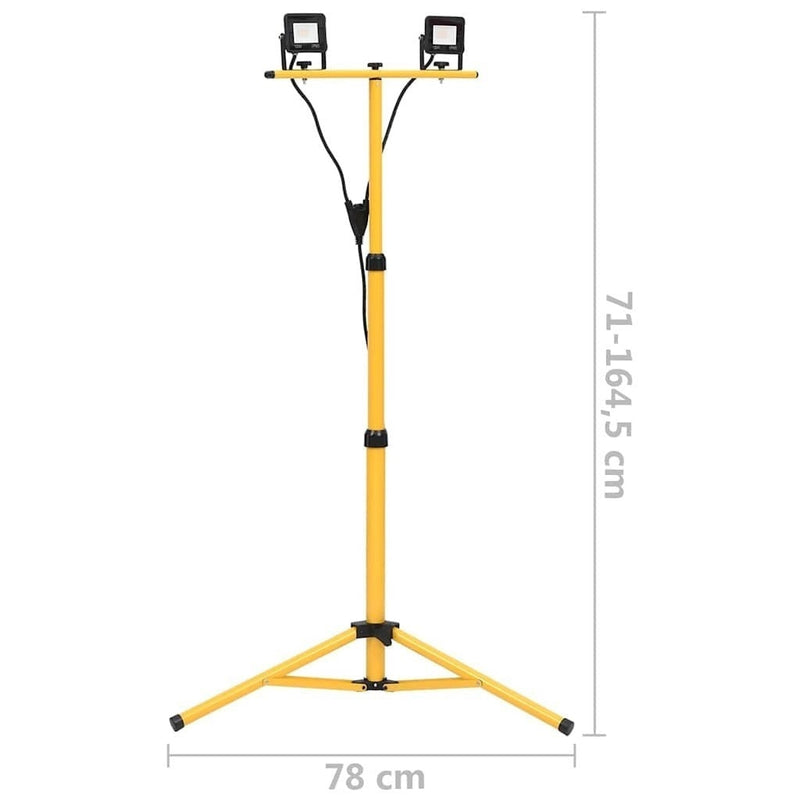 vidaXL LED Spotlight with Tripod 2x10 W, 1400 lm, Adjustable Height (71-164.5 cm), Black and Yellow - Image 153 of 249
