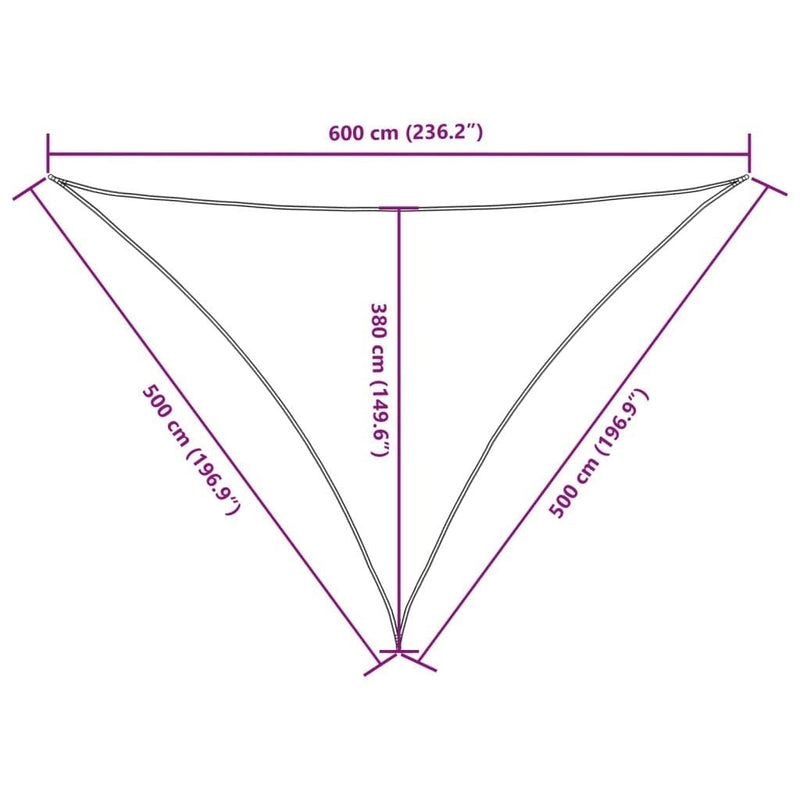 Parasole a Vela Oxford Triangolare 5×5×6 m Bianco - Image 205 of 250