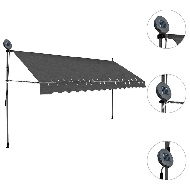 Tenda da Sole Retrattile Manuale con LED 400 cm Antracite - Image 135 of 250