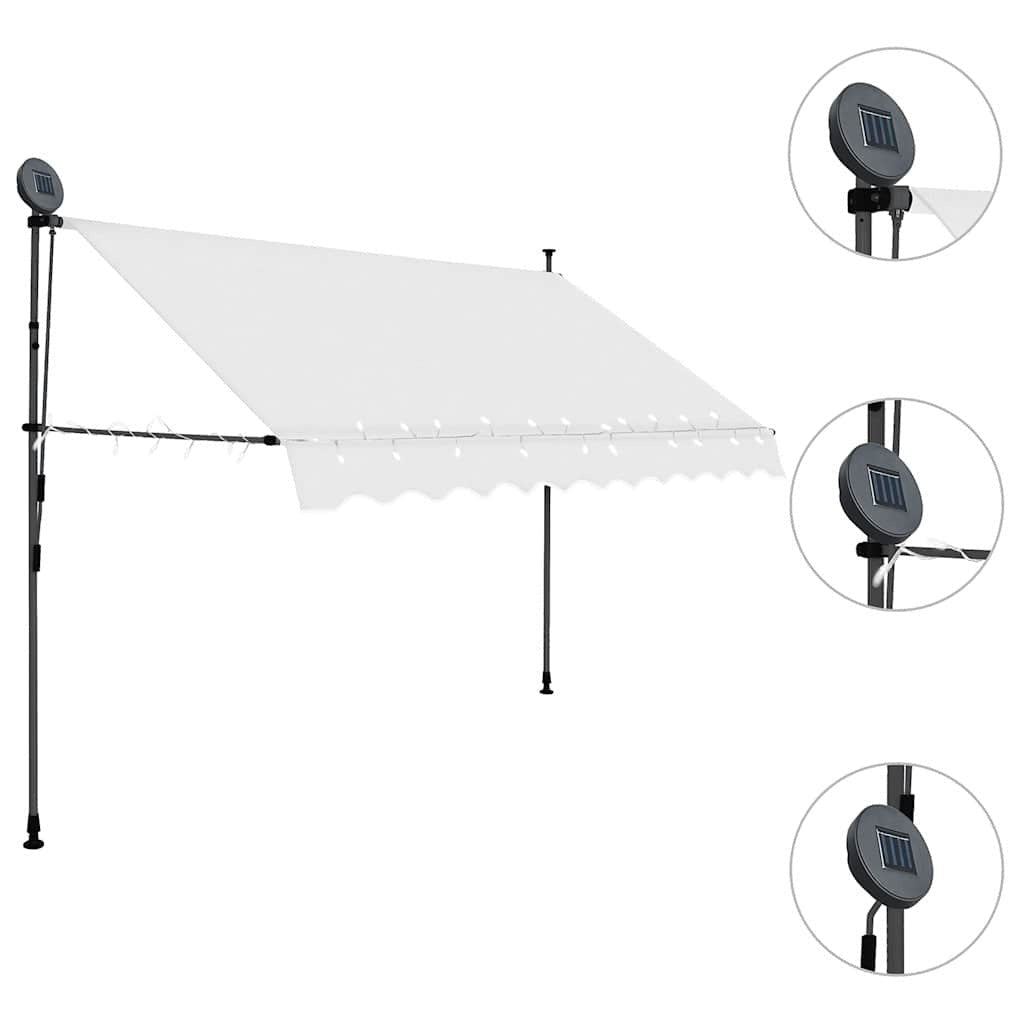 Tenda da Sole Retrattile Manuale con LED, Poliestere/Acciaio, 300 cm, Crema - Image 143 of 250