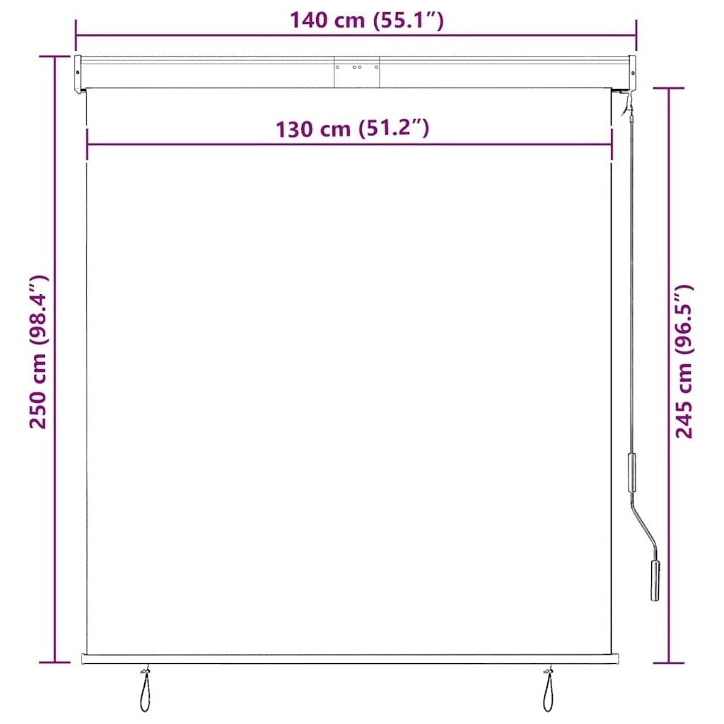 Tenda a Rullo per Esterni, Tessuto PA, Meccanismo a Manovella, 140×250 cm, Crema - Image 180 of 250