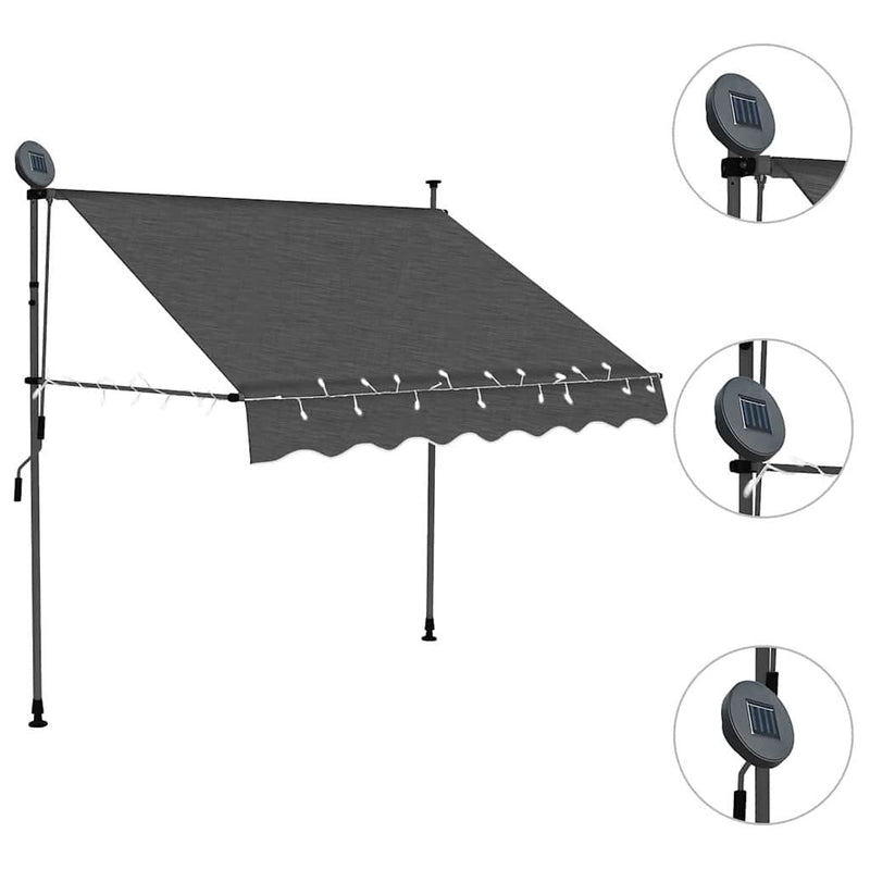 Tenda da Sole Retrattile con LED e Manovella 150×120 cm Antracite - Image 131 of 250