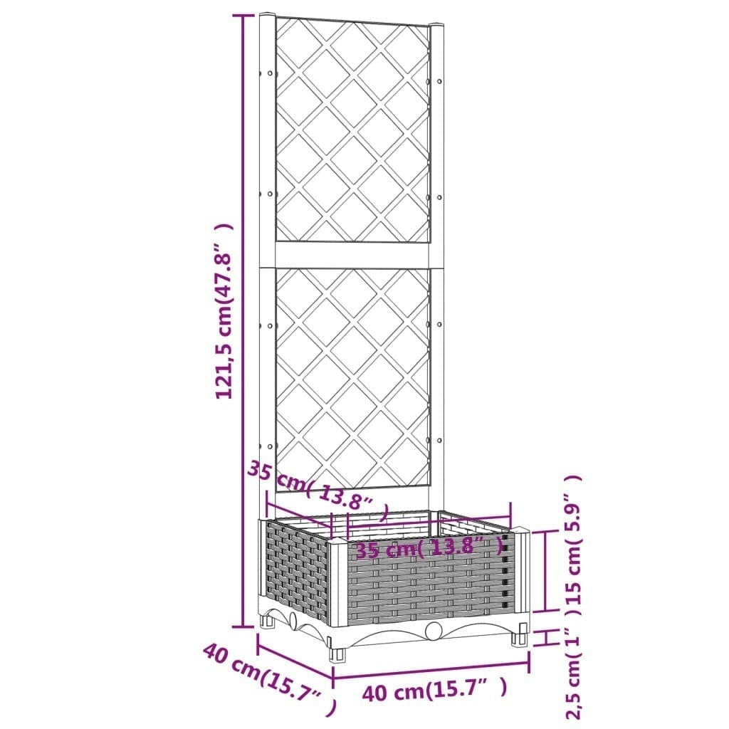 Fioriera da Giardino con Graticcio in PP 40×40×121,5 cm Bianco - Image 128 of 250