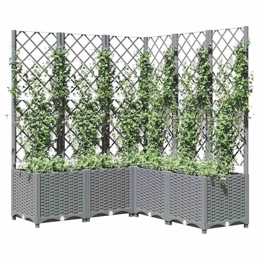 vidaXL Garden Planter with Trellis, PP, 120x40x136cm, Light Grey - Image 127 of 248