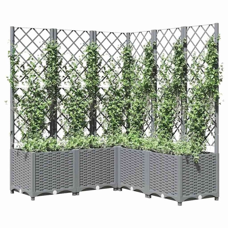 vidaXL Garden Planter with Trellis, PP, 120x40x136cm, Light Grey - Image 127 of 248