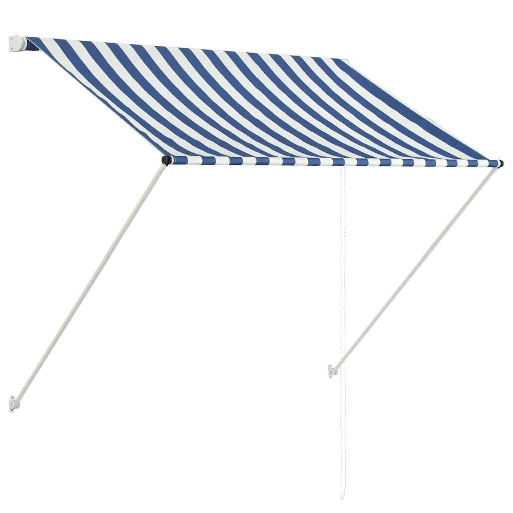 vidaXL Retractable Awning, Steel and Polyester, 150x150 cm, Blue and White - Image 203 of 250