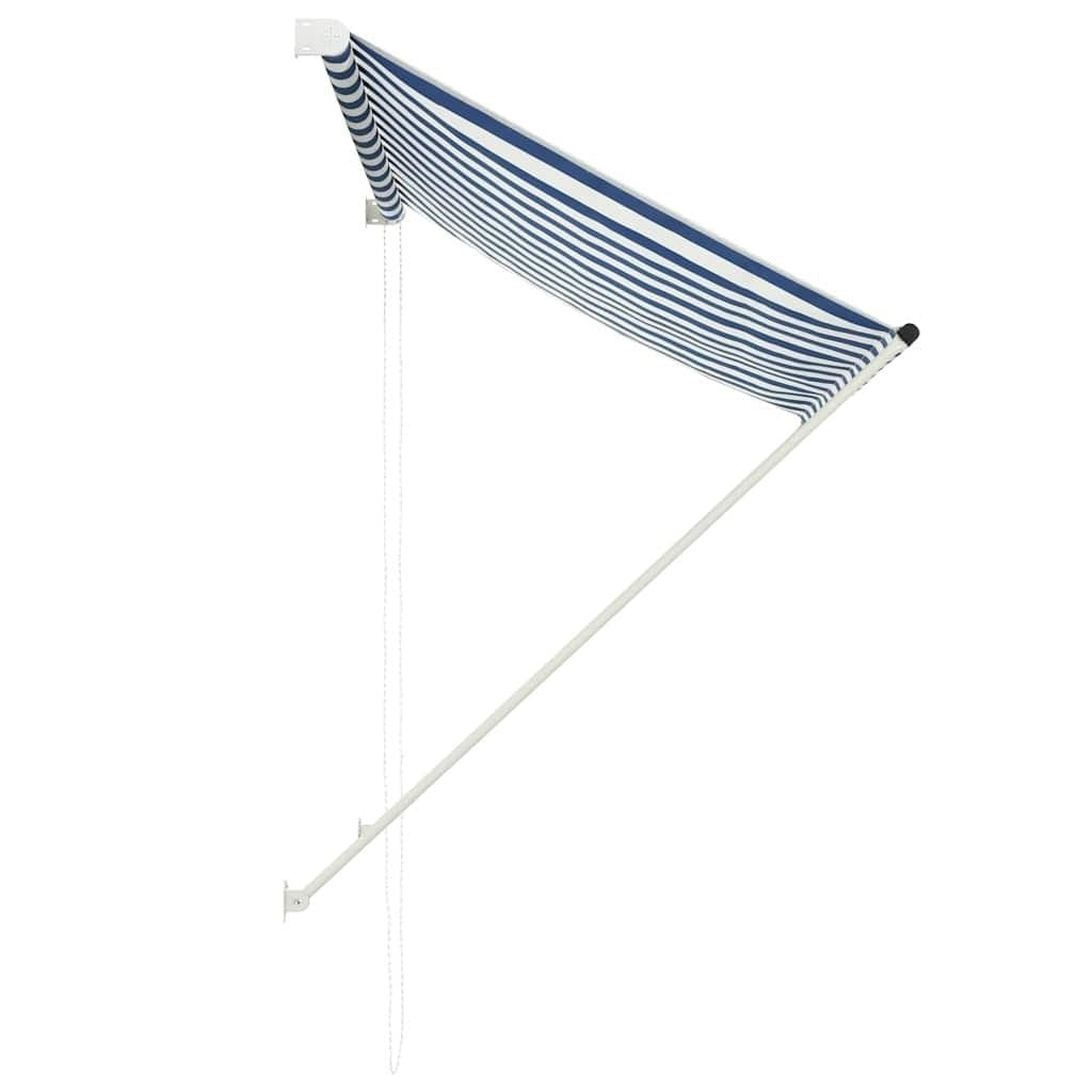 vidaXL Retractable Awning, Steel and Polyester, 150x150 cm, Blue and White - Image 210 of 250