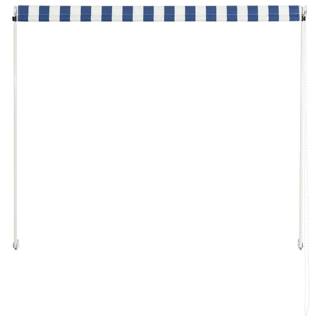 vidaXL Retractable Awning, Steel and Polyester, 150x150 cm, Blue and White - Image 219 of 250