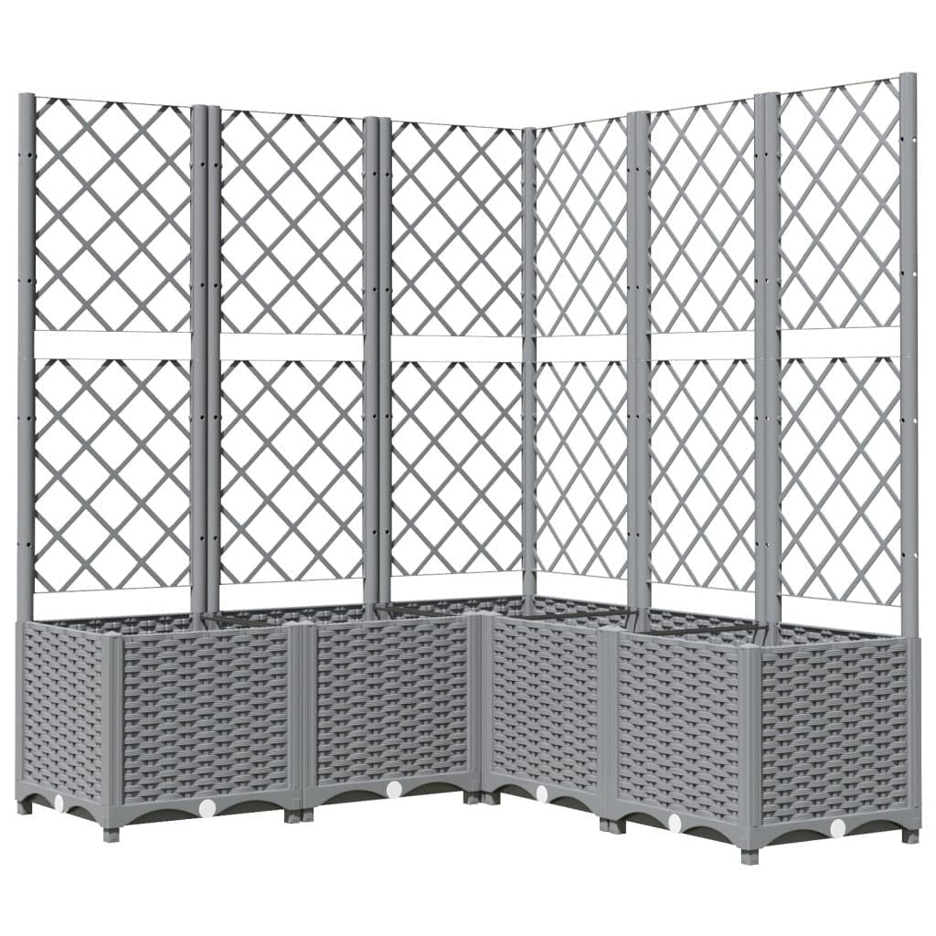 vidaXL Garden Planter with Trellis, PP, 120x40x136cm, Light Grey - Image 144 of 248