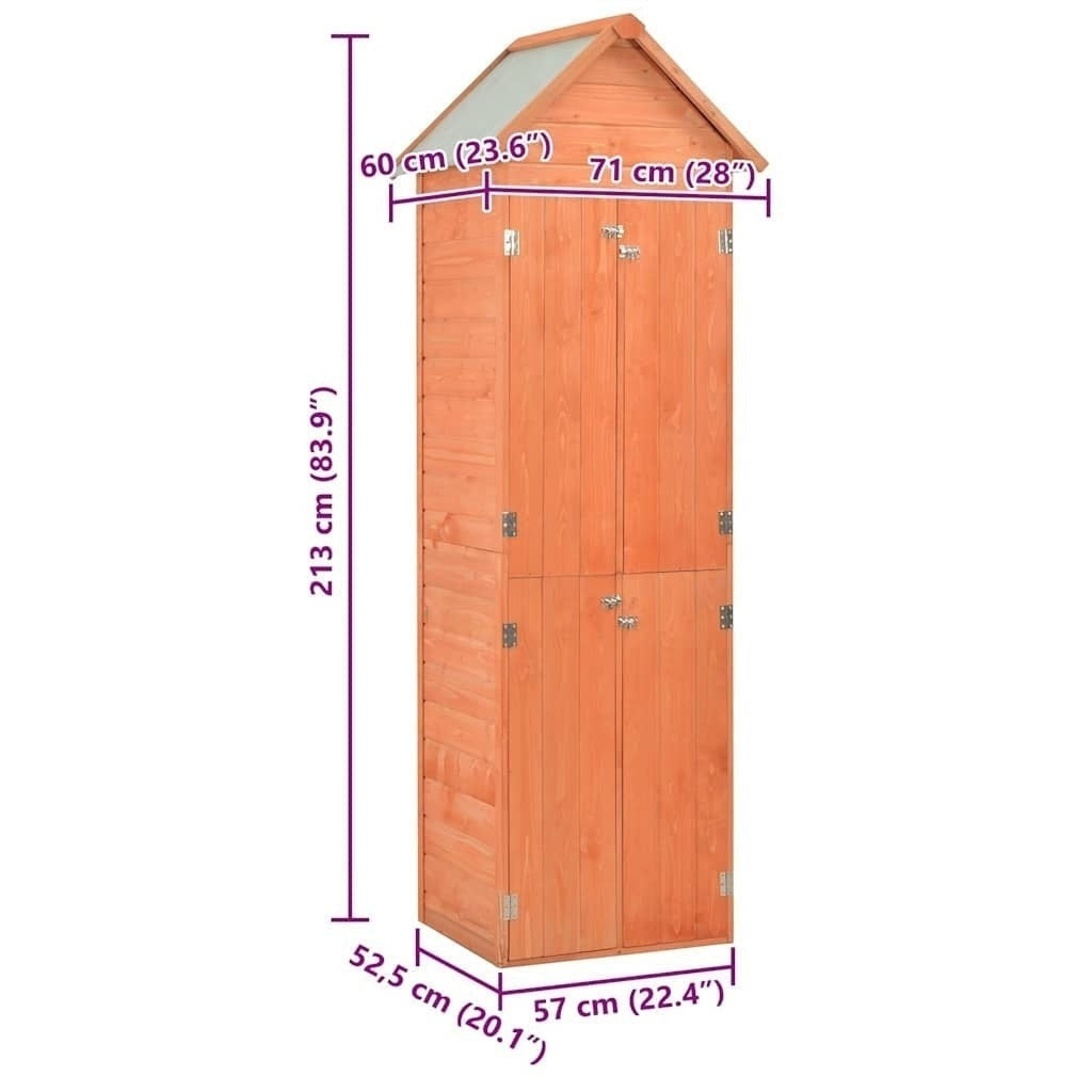 vidaXL Wooden Tool Shed 71x60x213 cm Brown - Image 169 of 250