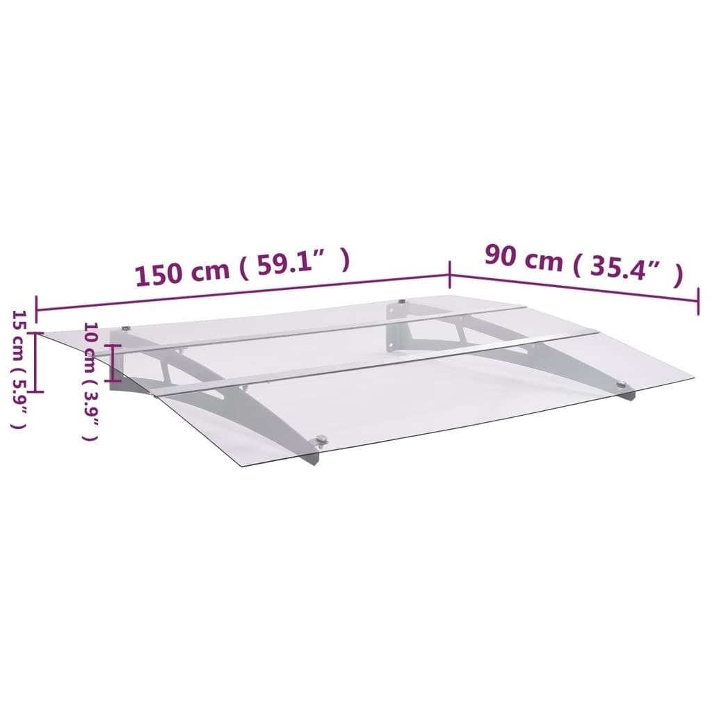 vidaXL Door Canopy, 150x90 cm, PET and Steel, Silver and Transparent - Image 158 of 228
