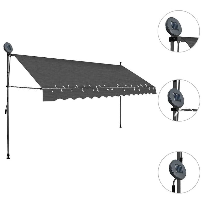 Tenda da Sole Retrattile Manuale con LED 400 cm Antracite - Image 198 of 250