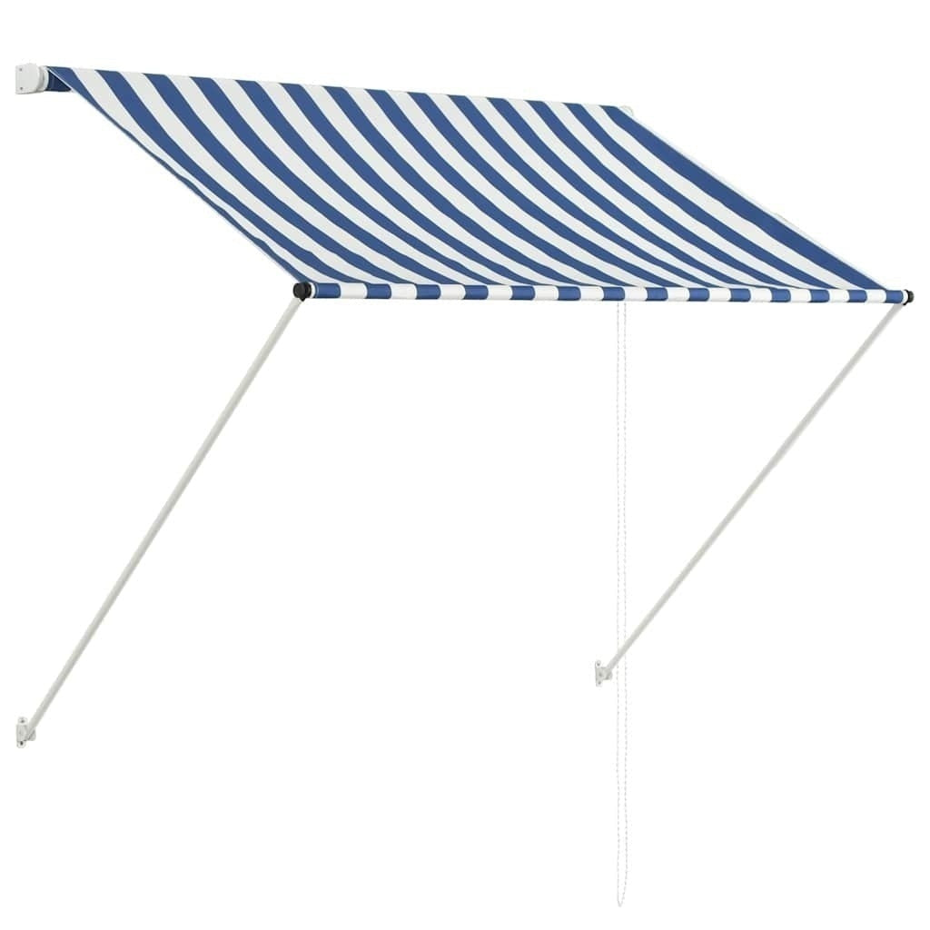 vidaXL Retractable Awning, Steel and Polyester, 150x150 cm, Blue and White - Image 239 of 250