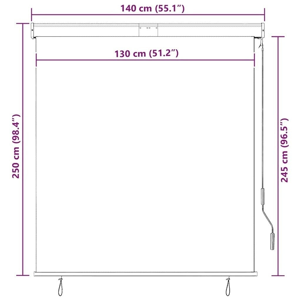 Tenda a Rullo per Esterni, Tessuto PA, Meccanismo a Manovella, 140×250 cm, Crema - Image 229 of 250