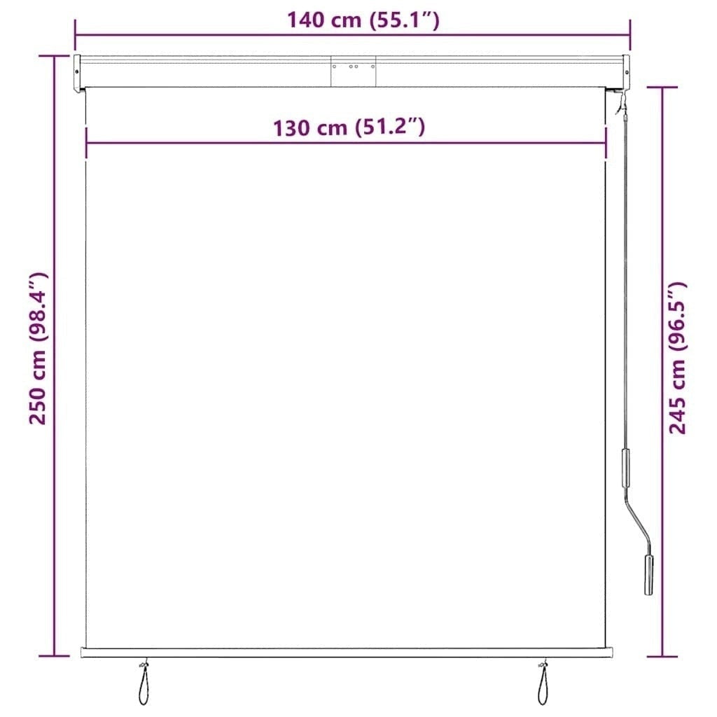 Tenda a Rullo per Esterni, Tessuto PA, Meccanismo a Manovella, 140×250 cm, Crema - Image 240 of 250