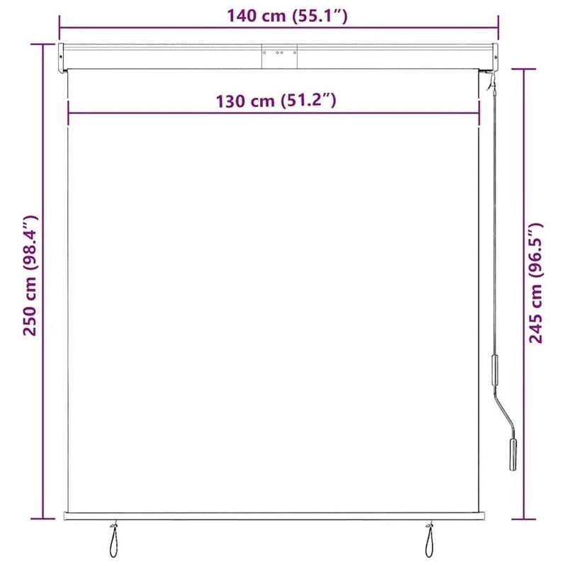 Tenda a Rullo per Esterni, Tessuto PA, Meccanismo a Manovella, 140×250 cm, Crema - Image 240 of 250