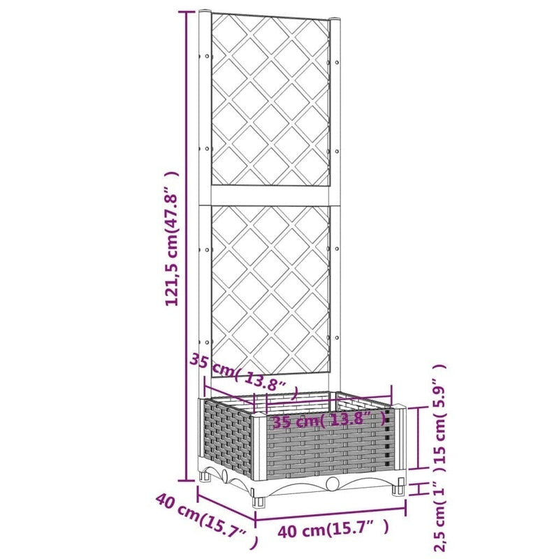 Fioriera da Giardino con Graticcio in PP 40×40×121,5 cm Bianco - Image 176 of 250