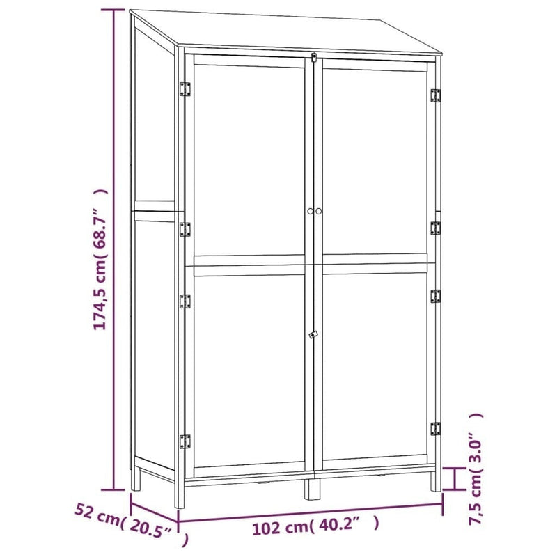 vidaXL Solid Fir Wood Garden Shed 102x52x174.5 cm Brown - Image 224 of 250