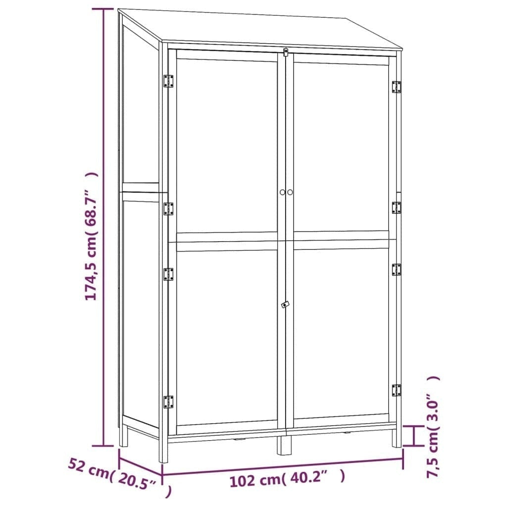 vidaXL Solid Fir Wood Garden Shed 102x52x174.5 cm Brown - Image 247 of 250